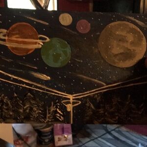 Handmade hand painted treasure box with interchangeable lid